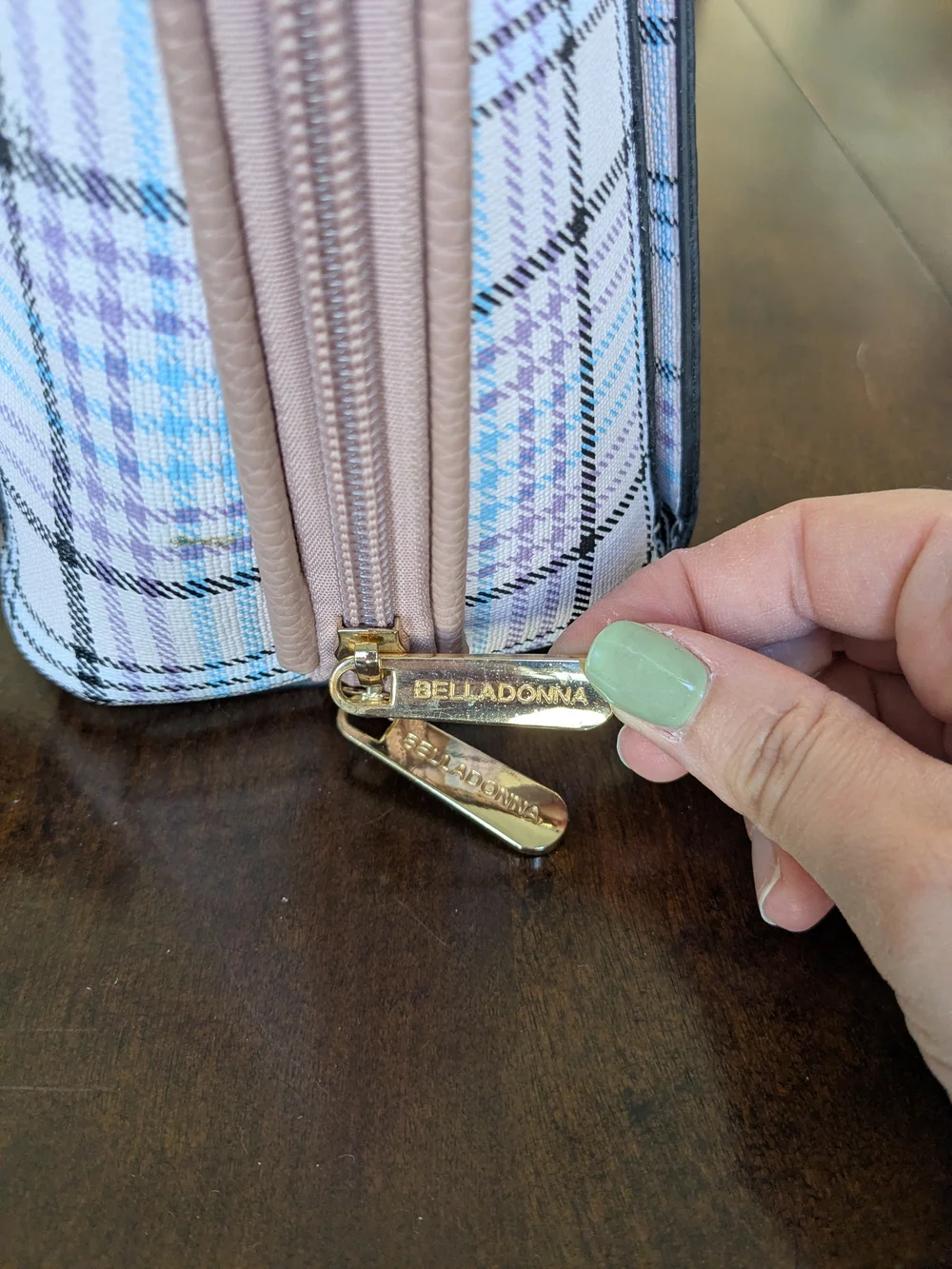 Plaid Pastel Backpack Purse - Pink